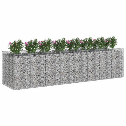 Gabion højbed 4 stk. 400 x 100 x 100 cm Galvaniseret stål Sølv