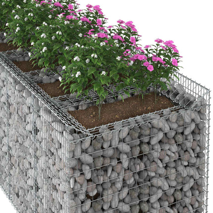 Gabion højbed 4 stk. 400 x 100 x 100 cm Galvaniseret stål Sølv