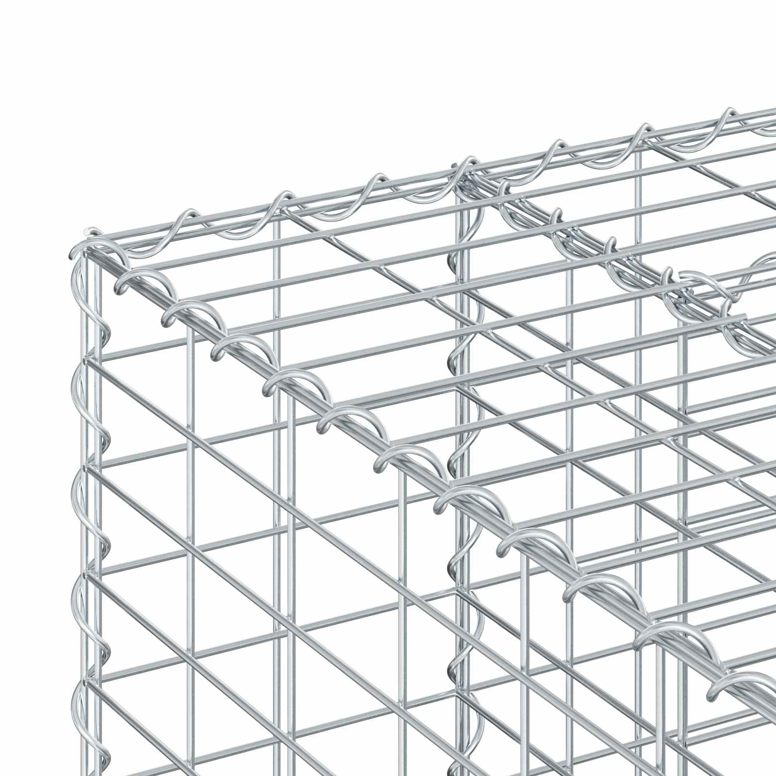 Gabion højbed 2 pcs Sølv 260 x 60 x 55 cm Galvaniseret stål