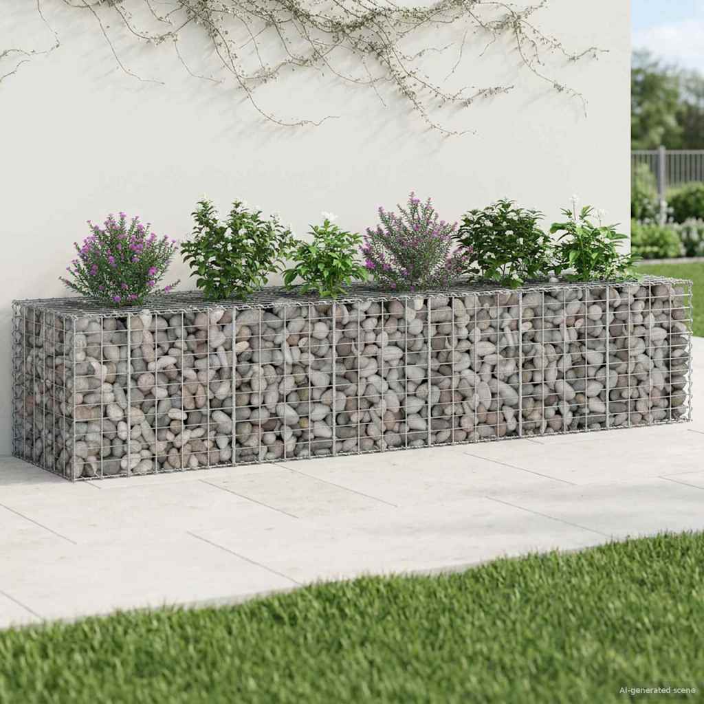 Gabion højbed 2 pcs Sølv 260 x 60 x 55 cm Galvaniseret stål