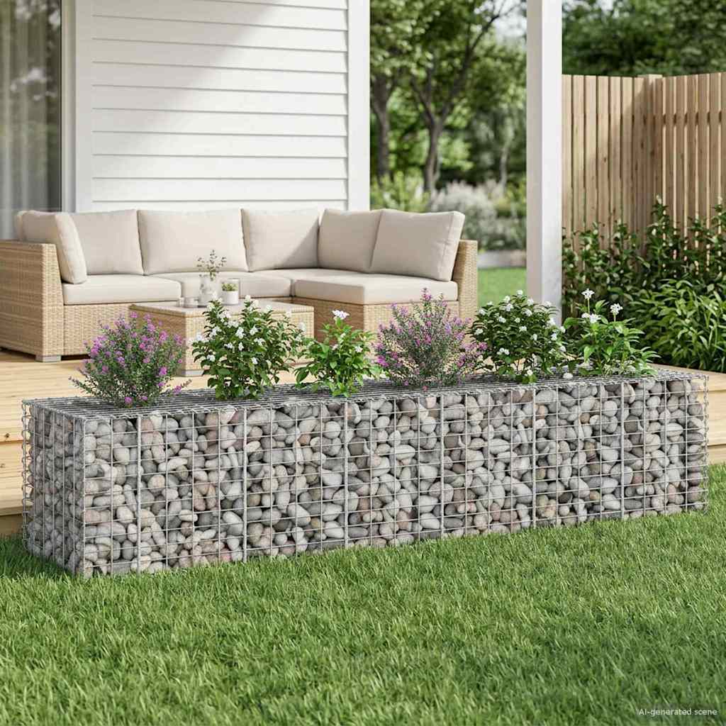 Gabion højbed 2 pcs Sølv 260 x 60 x 55 cm Galvaniseret stål