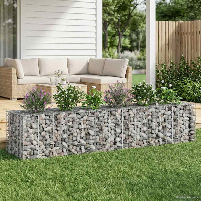 Gabion højbed 2 pcs Sølv 260 x 60 x 55 cm Galvaniseret stål