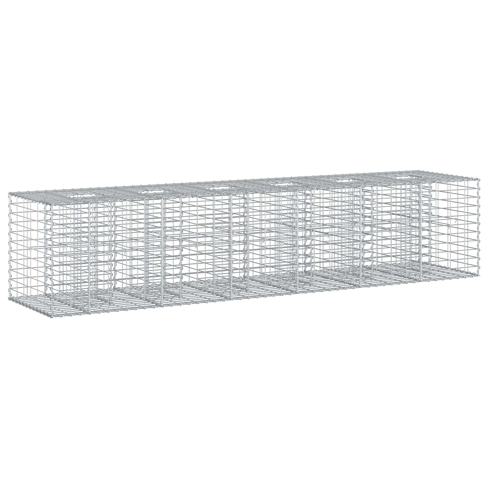 Gabion højbed 2 pcs Sølv 260 x 60 x 55 cm Galvaniseret stål