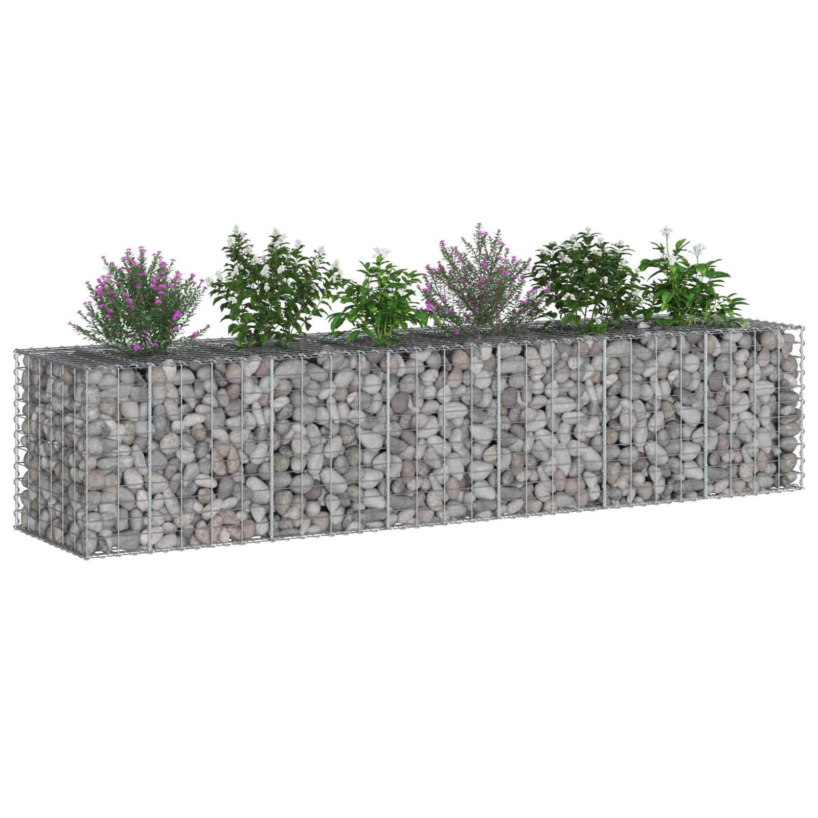 Gabion højbed 2 pcs Sølv 260 x 60 x 55 cm Galvaniseret stål