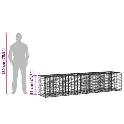 Gabion højbed 2 stk. 260 x 60 x 55 cm Galvaniseret stål Sølv