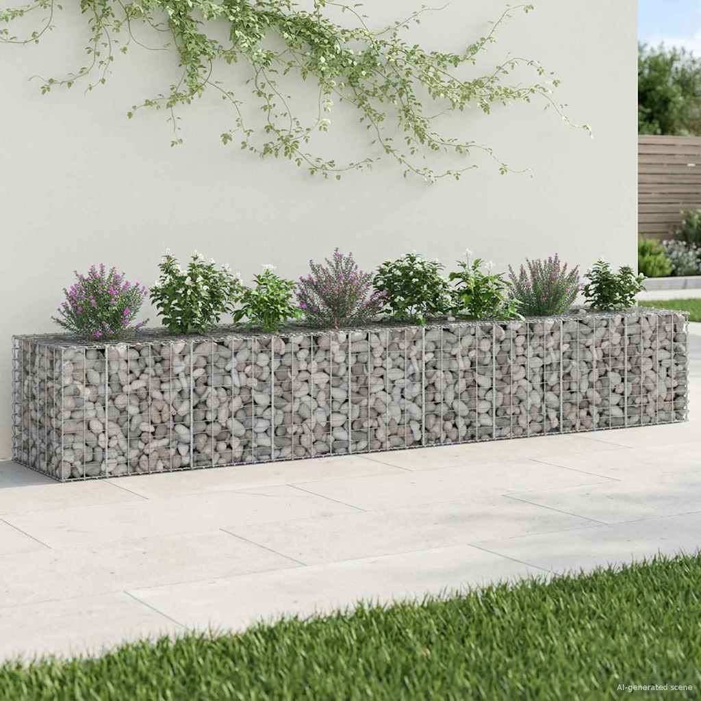 Gabion højbed 2 pcs Sølv 340 x 60 x 55 cm Galvaniseret stål