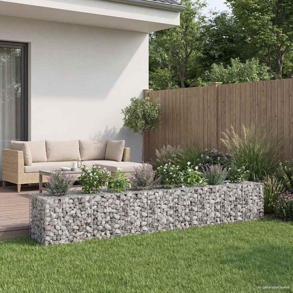 Gabion højbed 2 pcs Sølv 340 x 60 x 55 cm Galvaniseret stål