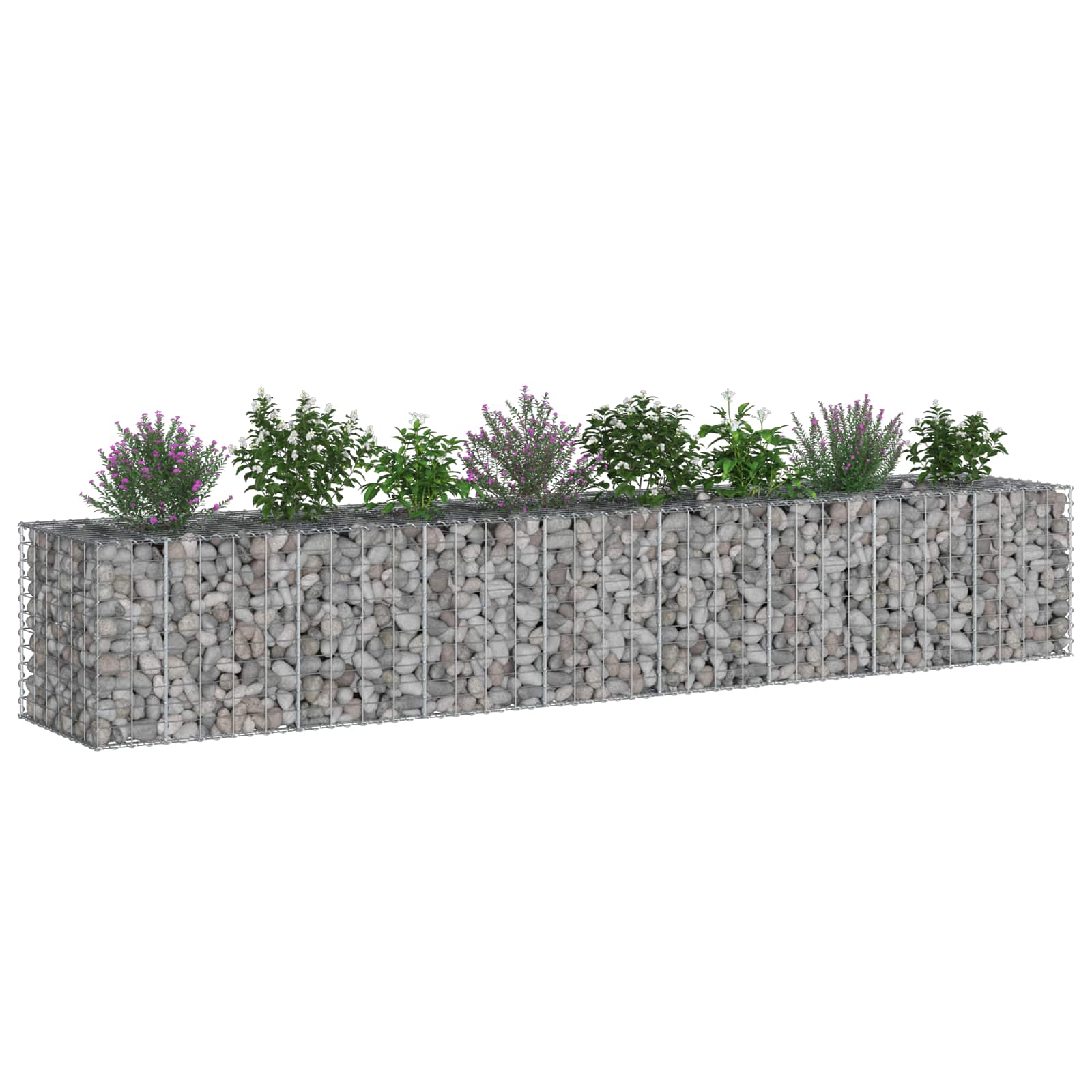 Gabion højbed 2 pcs Sølv 340 x 60 x 55 cm Galvaniseret stål