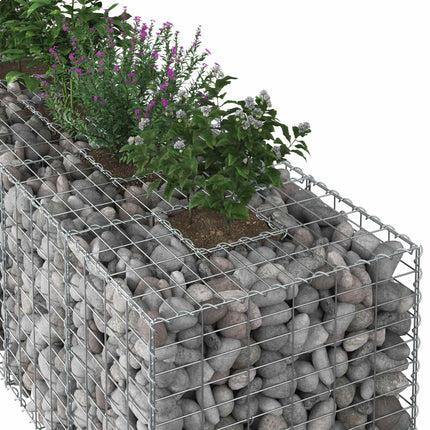 Gabion højbed 2 stk. 340 x 60 x 55 cm Galvaniseret stål Sølv