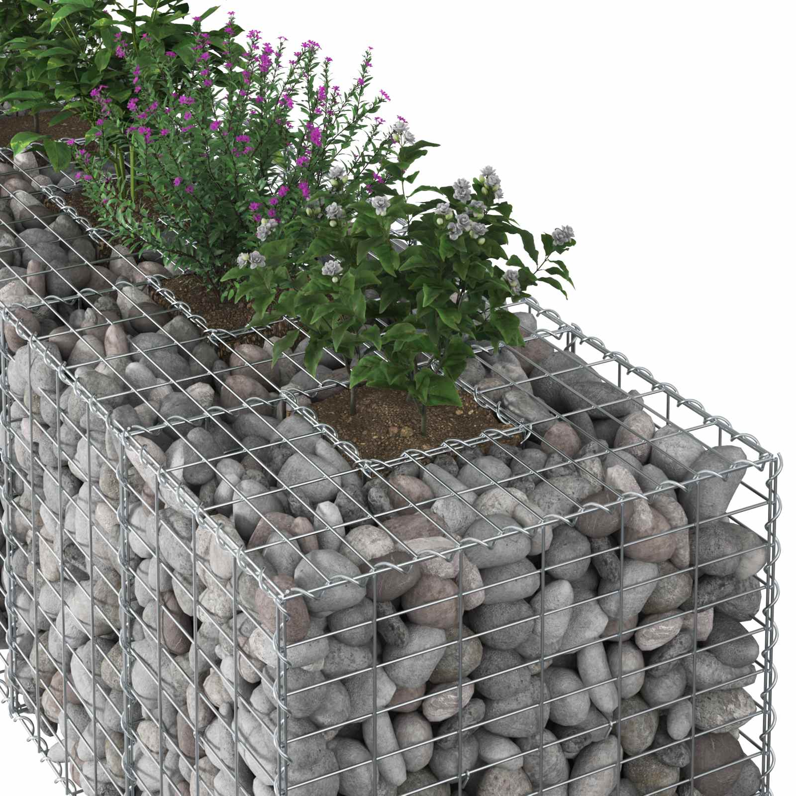 Gabion højbed 2 pcs Sølv 340 x 60 x 55 cm Galvaniseret stål