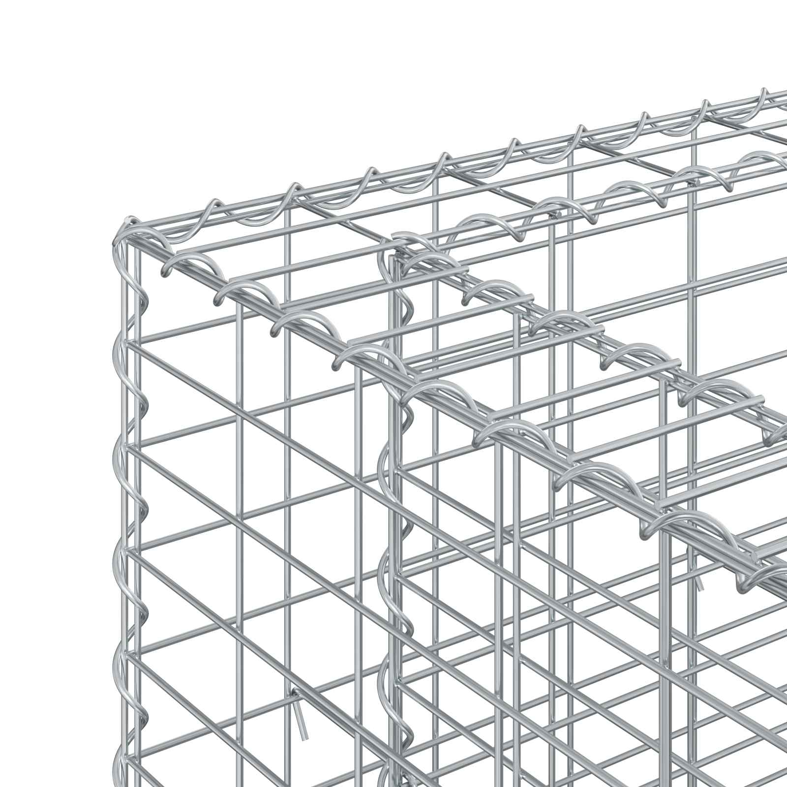 Gabion højbed 2 pcs Sølv 250 x 50 x 80 cm Galvaniseret stål