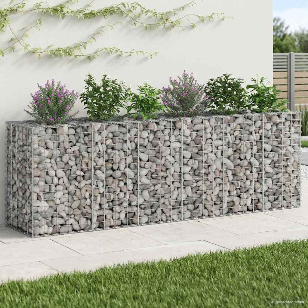 Gabion højbed 2 pcs Sølv 250 x 50 x 80 cm Galvaniseret stål
