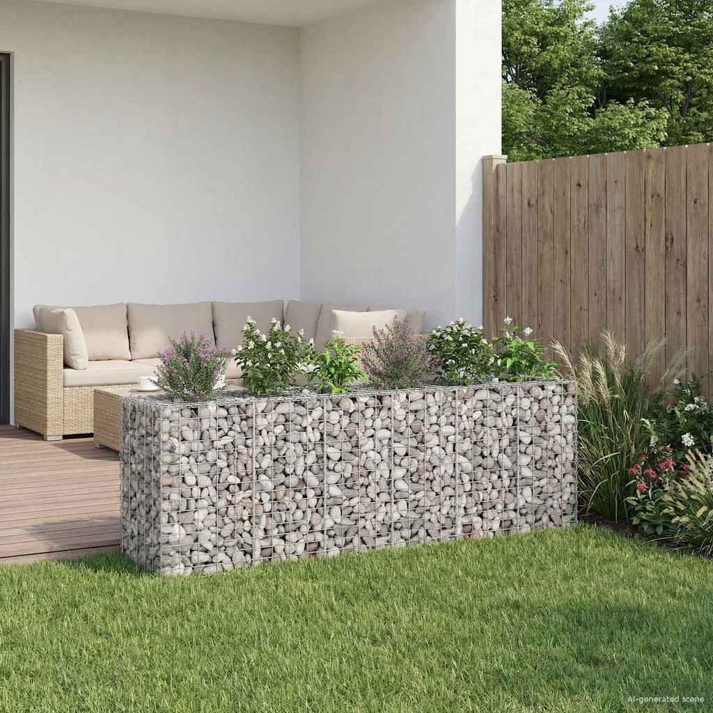 Gabion højbed 2 pcs Sølv 250 x 50 x 80 cm Galvaniseret stål