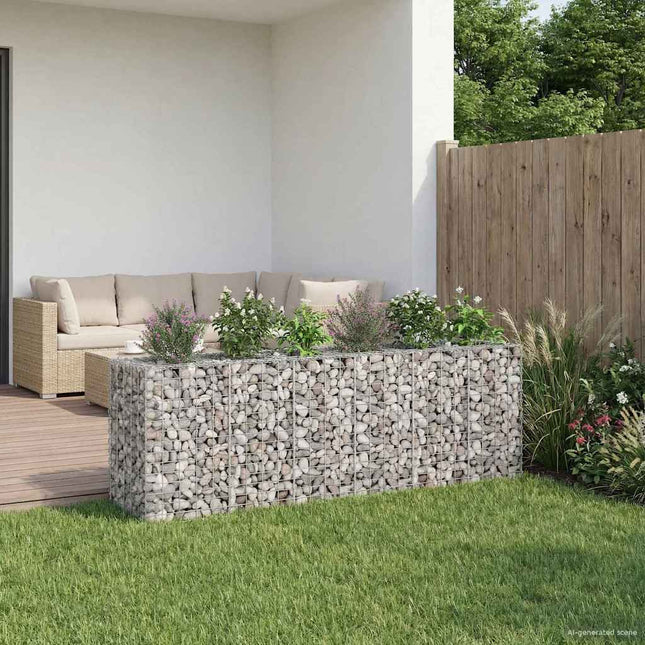 Gabion højbed 2 pcs Sølv 250 x 50 x 80 cm Galvaniseret stål