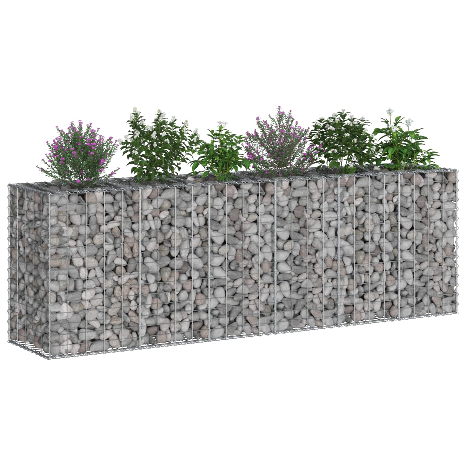 Gabion højbed 2 pcs Sølv 250 x 50 x 80 cm Galvaniseret stål