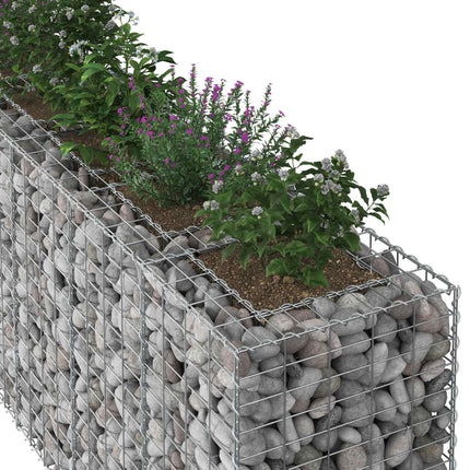 Gabion højbed 2 stk. 250 x 50 x 80 cm Galvaniseret stål Sølv