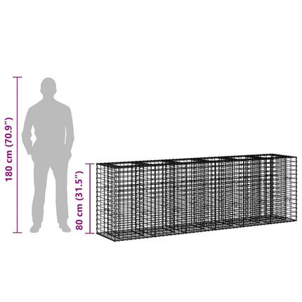Gabion højbed 2 stk. 250 x 50 x 80 cm Galvaniseret stål Sølv