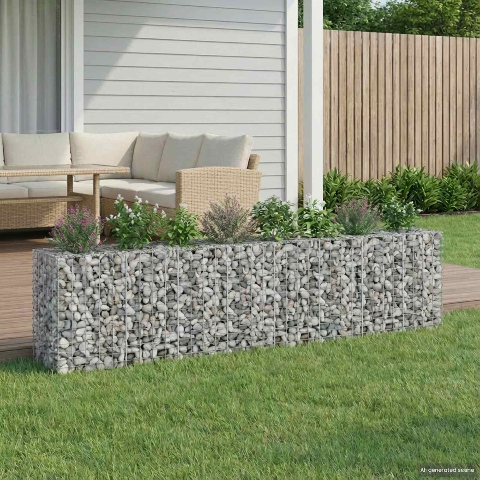 Gabion højbed 2 pcs Sølv 330 x 50 x 80 cm Galvaniseret stål