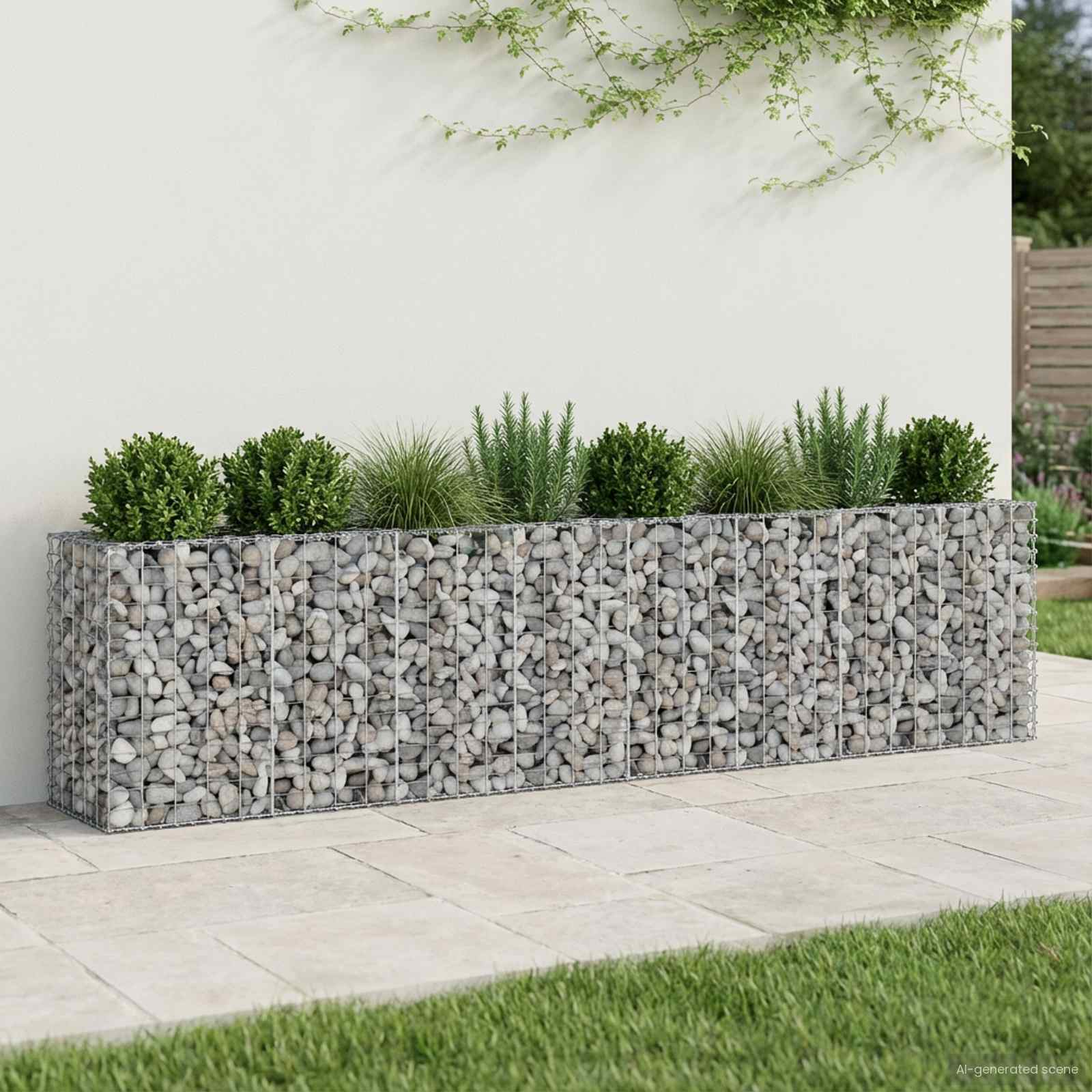 Gabion højbed 2 pcs Sølv 330 x 50 x 80 cm Galvaniseret stål