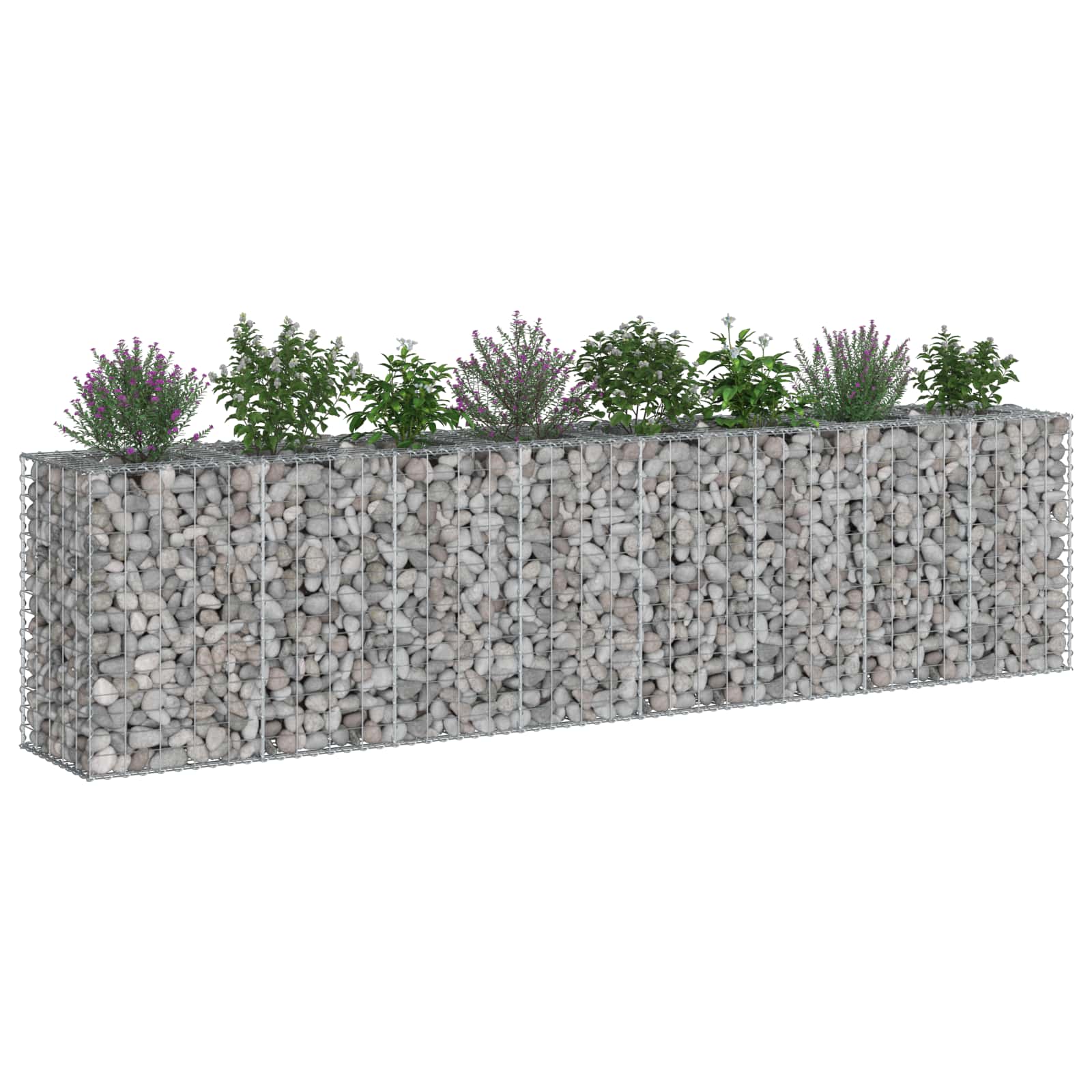 Gabion højbed 2 pcs Sølv 330 x 50 x 80 cm Galvaniseret stål