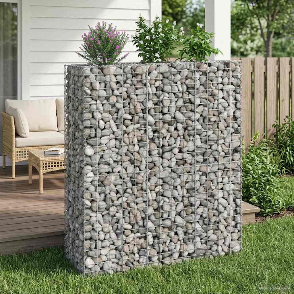 Gabion højbed 2 pcs Sølv 130 x 50 x 150 cm Galvaniseret stål