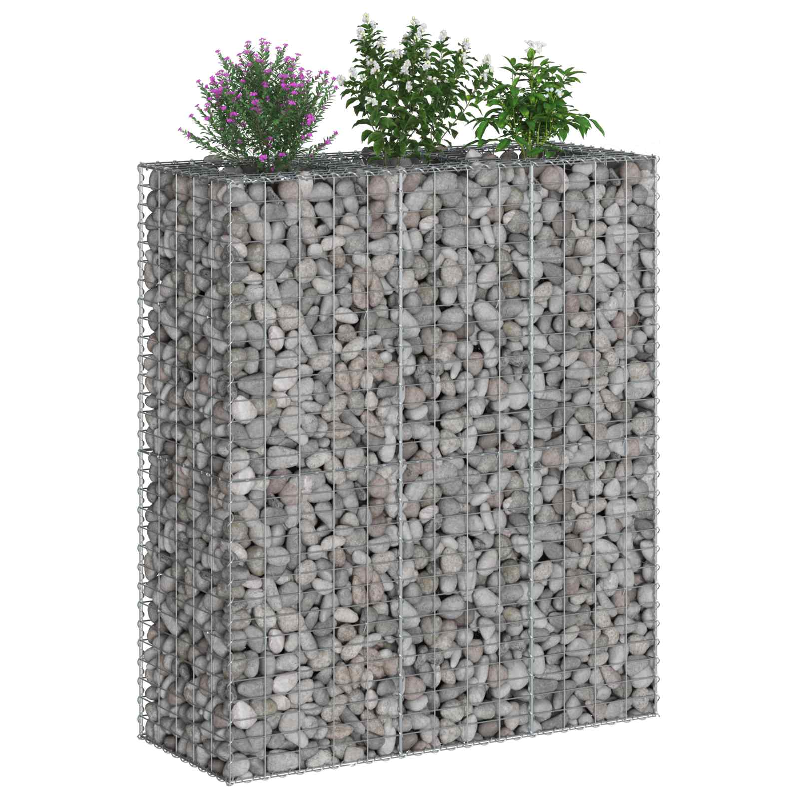 Gabion højbed 2 pcs Sølv 130 x 50 x 150 cm Galvaniseret stål