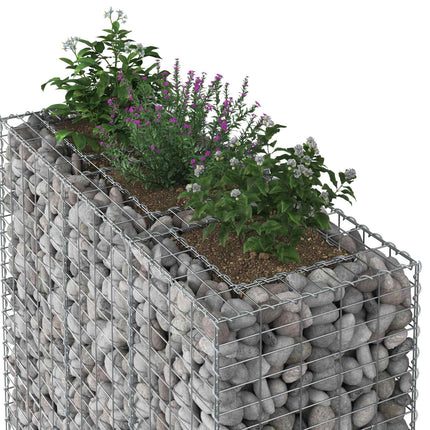 Gabion højbed 2 stk. 130 x 50 x 150 cm Galvaniseret stål Sølv