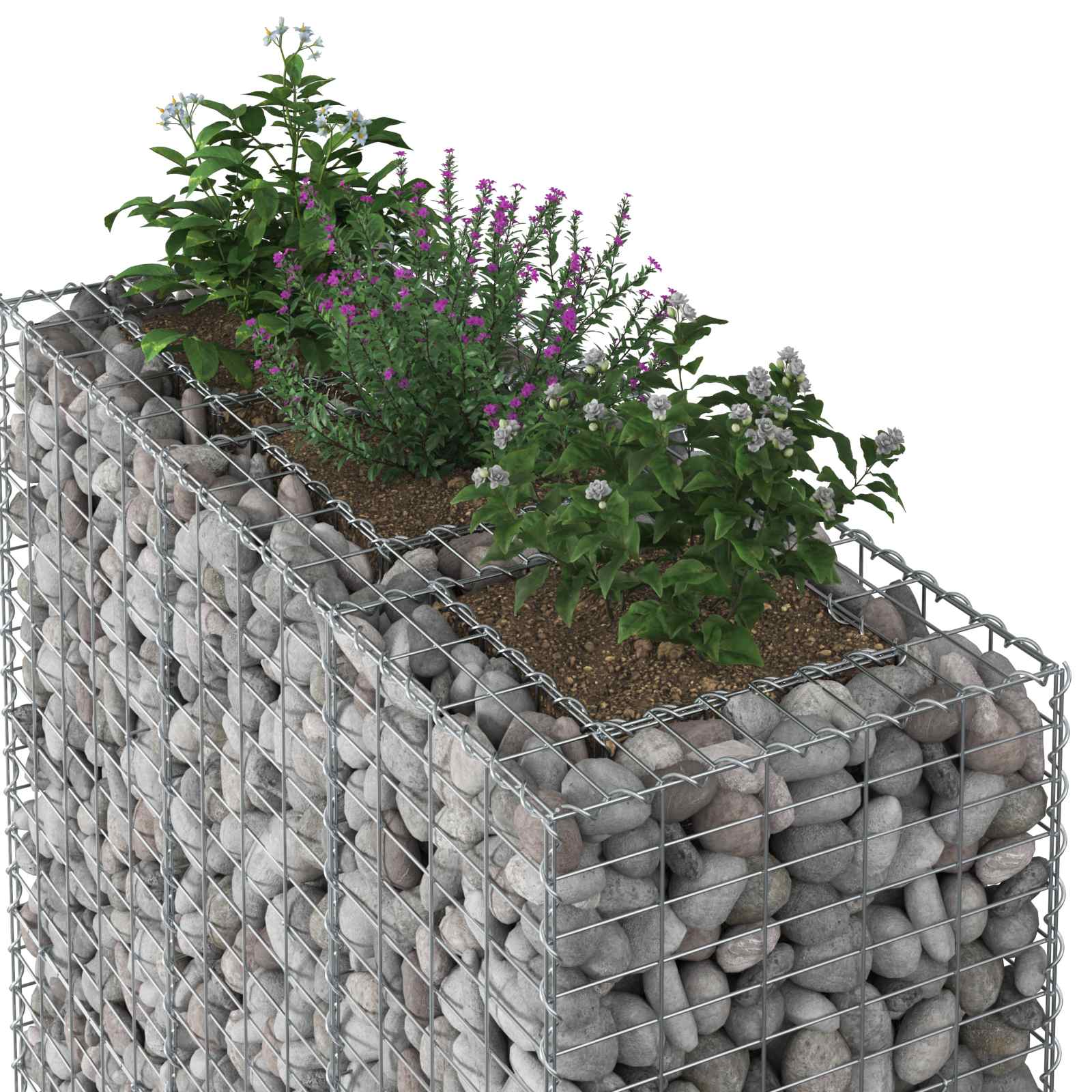 Gabion højbed 2 pcs Sølv 130 x 50 x 150 cm Galvaniseret stål