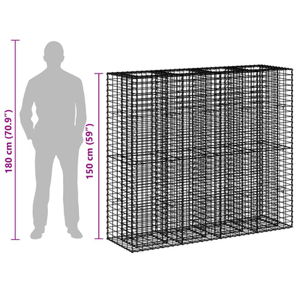 Gabion højbed 2 stk. 170 x 50 x 150 cm Galvaniseret stål Sølv