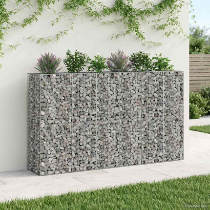 Gabion højbed 3 stk. 250 x 50 x 150 cm Galvaniseret stål Sølv