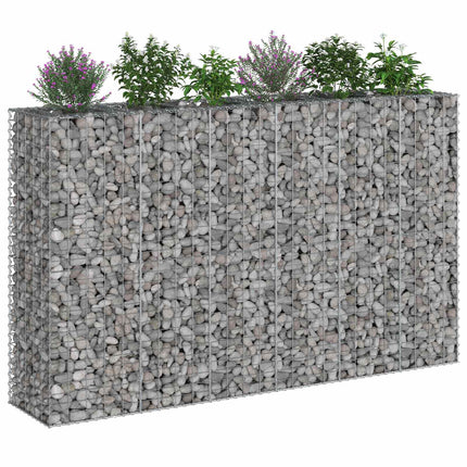 Gabion højbed 3 stk. 250 x 50 x 150 cm Galvaniseret stål Sølv