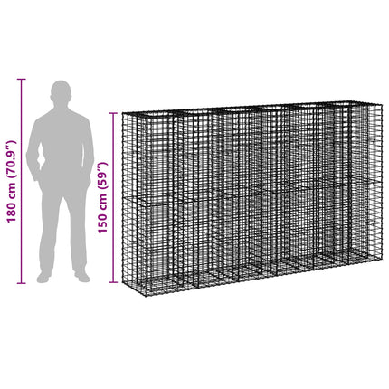 Gabion højbed 3 stk. 250 x 50 x 150 cm Galvaniseret stål Sølv