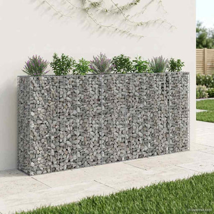 Gabion højbed 4 stk. 330 x 50 x 150 cm Galvaniseret stål Sølv