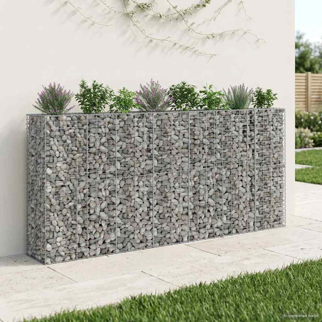 Gabion højbed 4 pcs Sølv 330 x 50 x 150 cm Galvaniseret stål