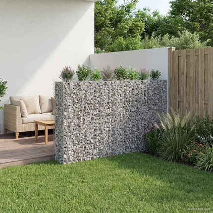 Gabion højbed 4 stk. 330 x 50 x 150 cm Galvaniseret stål Sølv