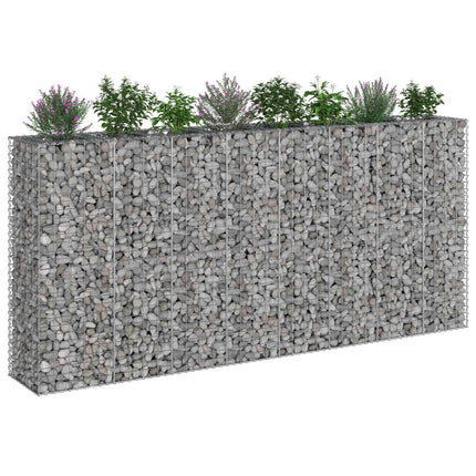 Gabion højbed 4 stk. 330 x 50 x 150 cm Galvaniseret stål Sølv