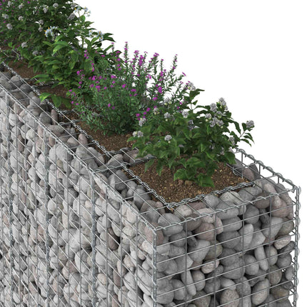 Gabion højbed 4 stk. 330 x 50 x 150 cm Galvaniseret stål Sølv