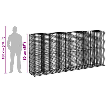 Gabion højbed 4 stk. 330 x 50 x 150 cm Galvaniseret stål Sølv