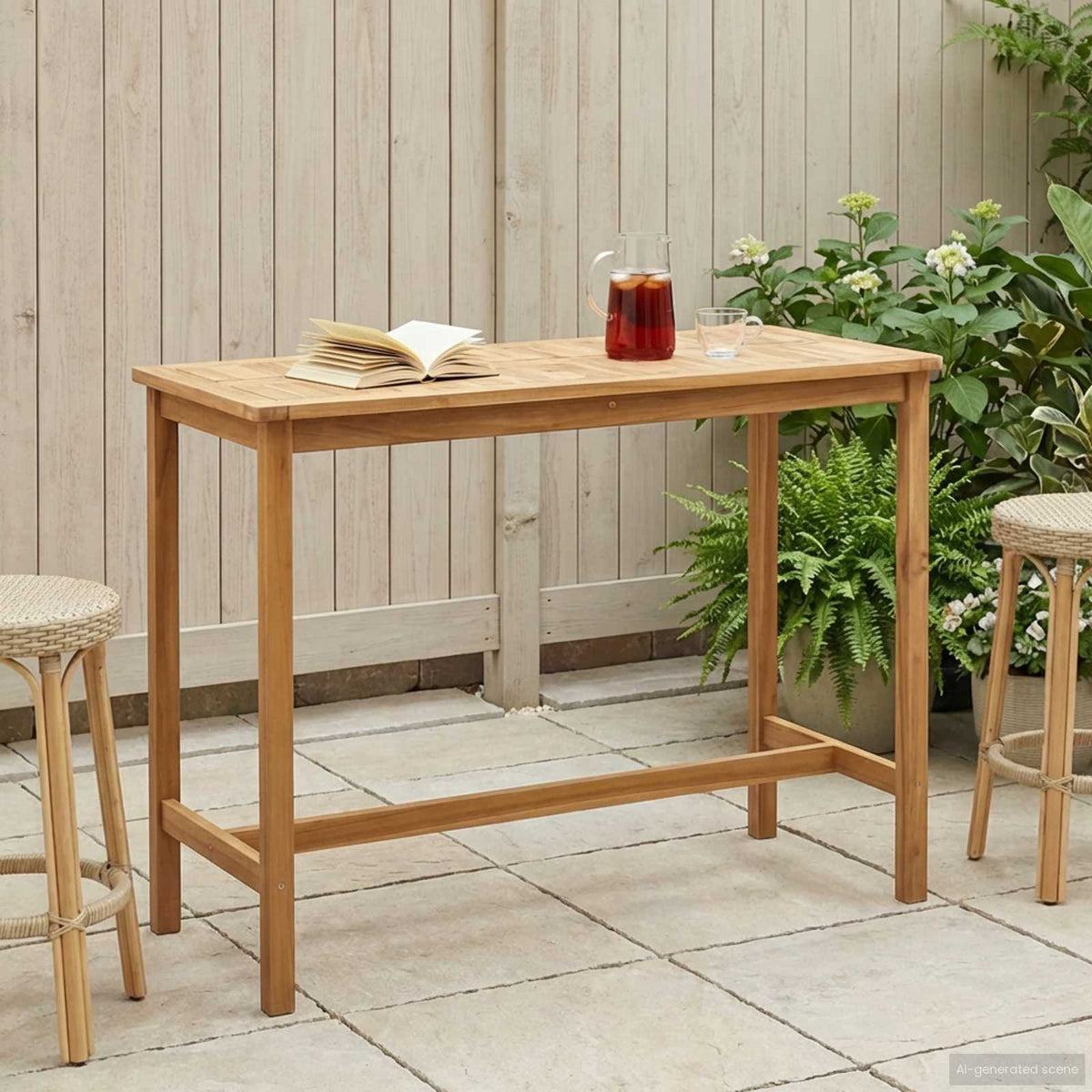 vidaXL Barbord Naturfarvet 150 x 75 x 105 cm Massiv Teaktræ