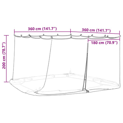 Myggenet til pavillon 220 mesh Sort 3,6 x 3,6 x 2 m Polyester