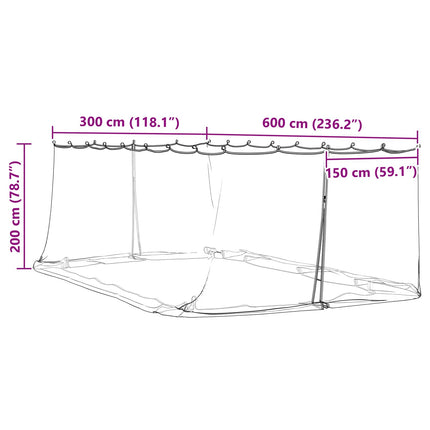 Myggenet til pavillon 220 mesh Hvid 6 x 3 x 2 m Polyester