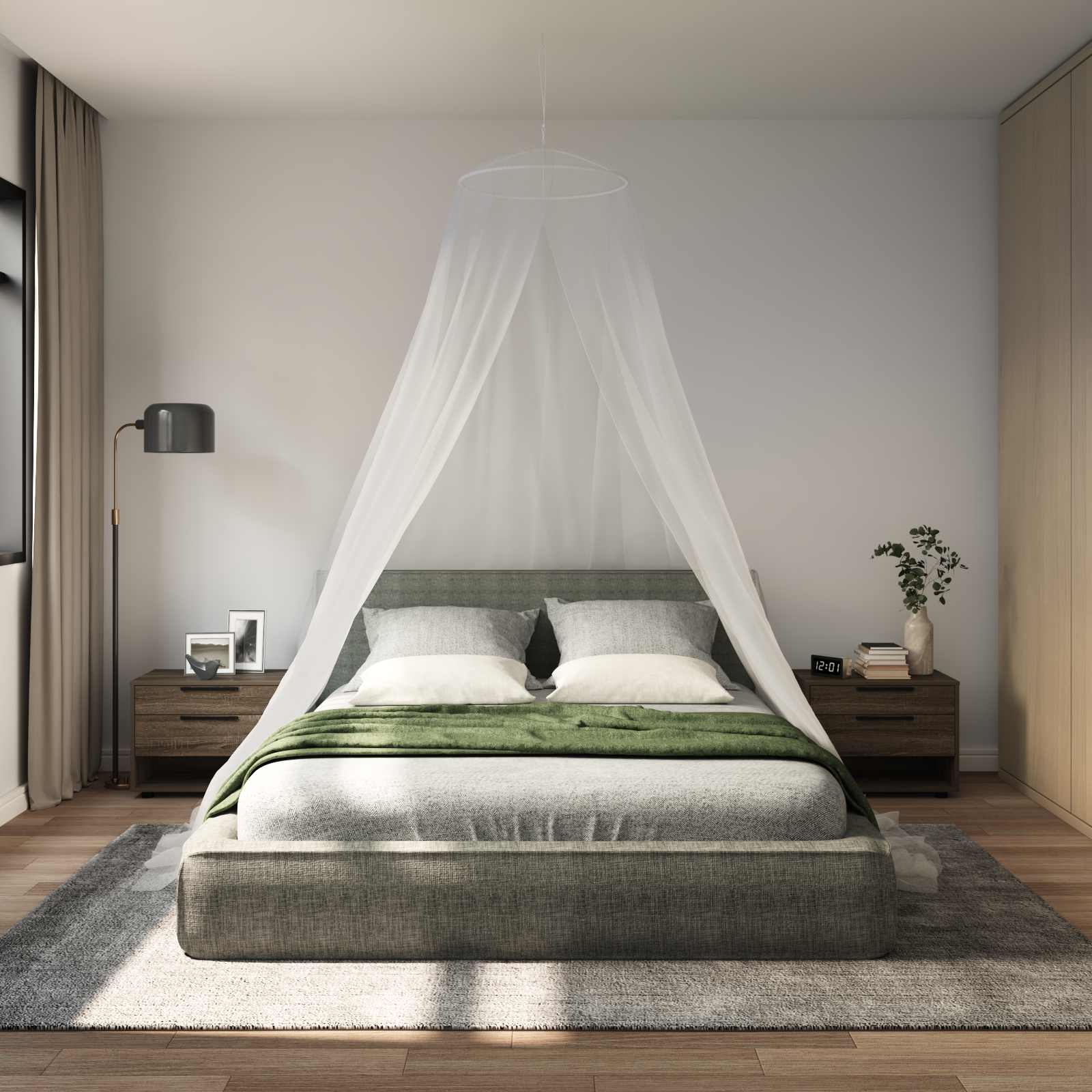 Myggenet til seng 3 pcs 156 mesh Hvid ⌀56 x 220 cm Polyester