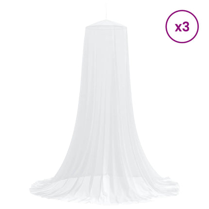 Myggenet til seng 3 stk. 156 mesh Hvid ⌀56 x 220 cm Polyester