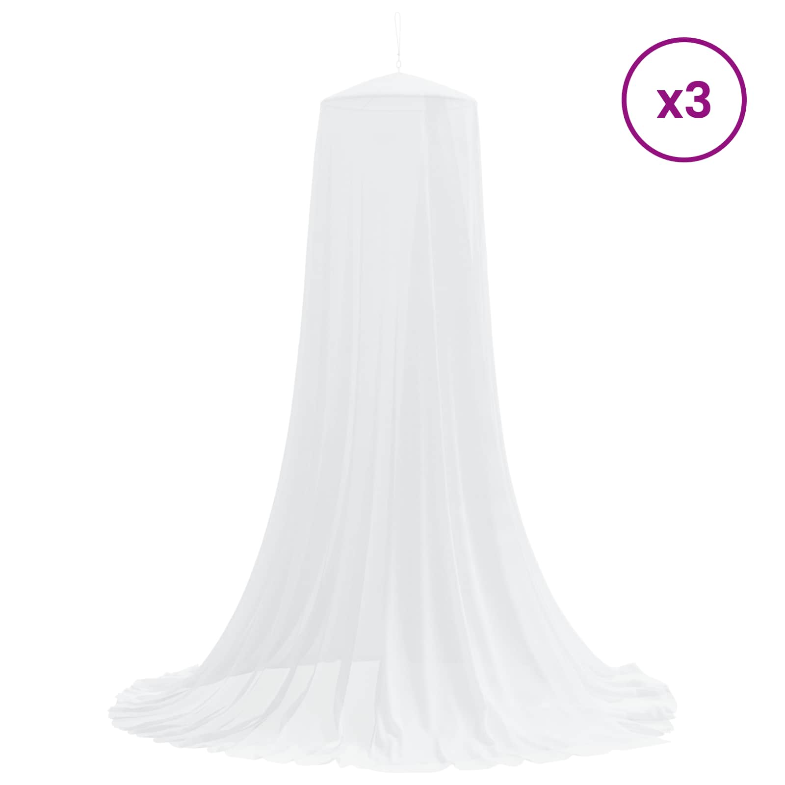Myggenet til seng 3 pcs 156 mesh Hvid ⌀56 x 220 cm Polyester