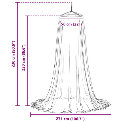 Myggenet til seng 156 mesh Sort ⌀56 x 220 cm Polyester