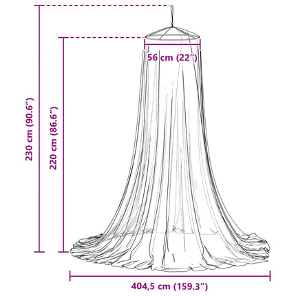 Myggenet til seng 156 mesh Sort ⌀56 x 220 cm Polyester