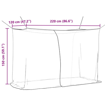 Myggenet til seng 156 mesh Sort 220 x 120 x 150 cm Polyester