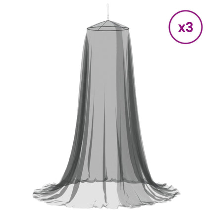 Myggenet til seng 3 stk. 156 mesh Sort ⌀56 x 220 cm Polyester