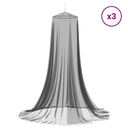 Myggenet til seng 3 stk. 156 mesh Sort ⌀56 x 220 cm Polyester