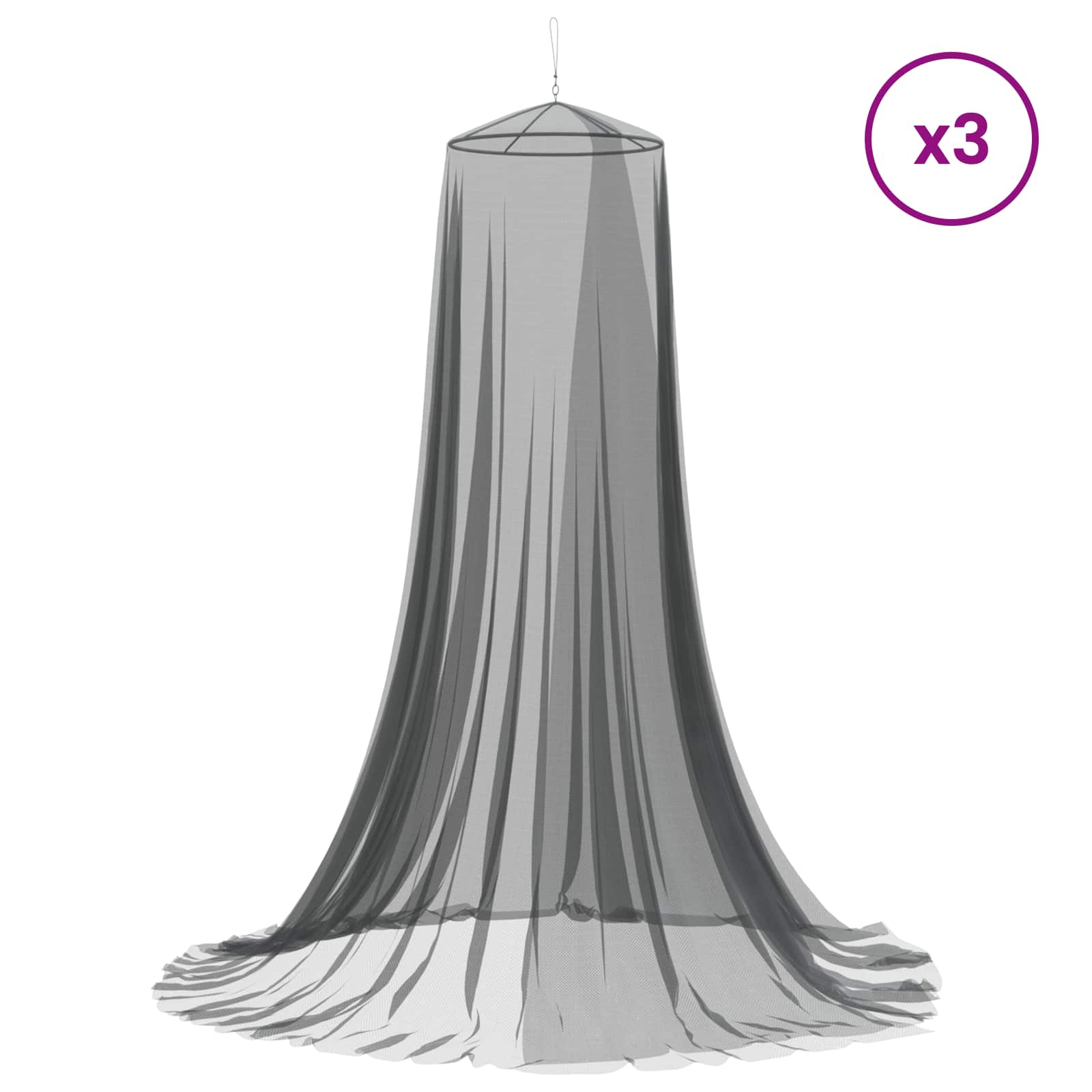 Myggenet til seng 156 mesh 3 pcs 156 mesh Sort Ø56 x 220 cm